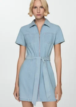 MANGO Sukienki I Kombinezony*Sukienka dżinsowa z paskiem