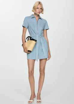 MANGO Sukienki I Kombinezony*Sukienka dżinsowa z paskiem