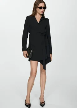 MANGO Sukienki I Kombinezony*Sukienka kopertowa z plisowaniem