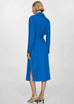 MANGO Sukienki I Kombinezony*Sukienka koszulowa z lyocellu wiązana w pasie