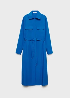 MANGO Sukienki I Kombinezony*Sukienka koszulowa z lyocellu wiązana w pasie