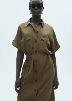 MANGO Sukienki I Kombinezony*Sukienka koszulowa z lyocellu wiązana w pasie