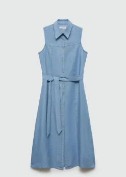 MANGO Sukienki I Kombinezony*Sukienka koszulowa z lyocellu wiązana w pasie
