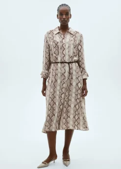 MANGO Sukienki I Kombinezony*Sukienka koszulowa ze wzorem wężowej skóry