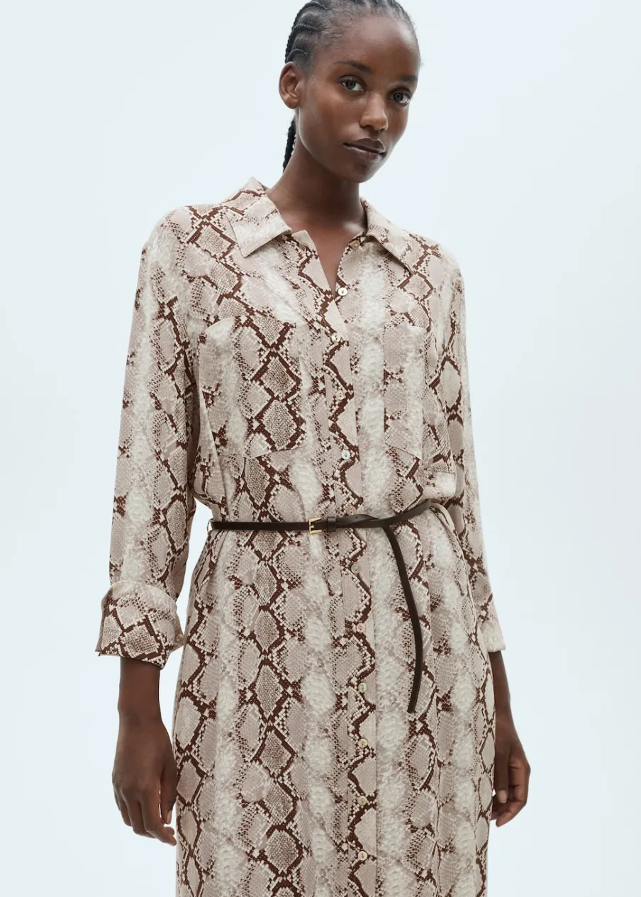 MANGO Sukienki I Kombinezony*Sukienka koszulowa ze wzorem wężowej skóry