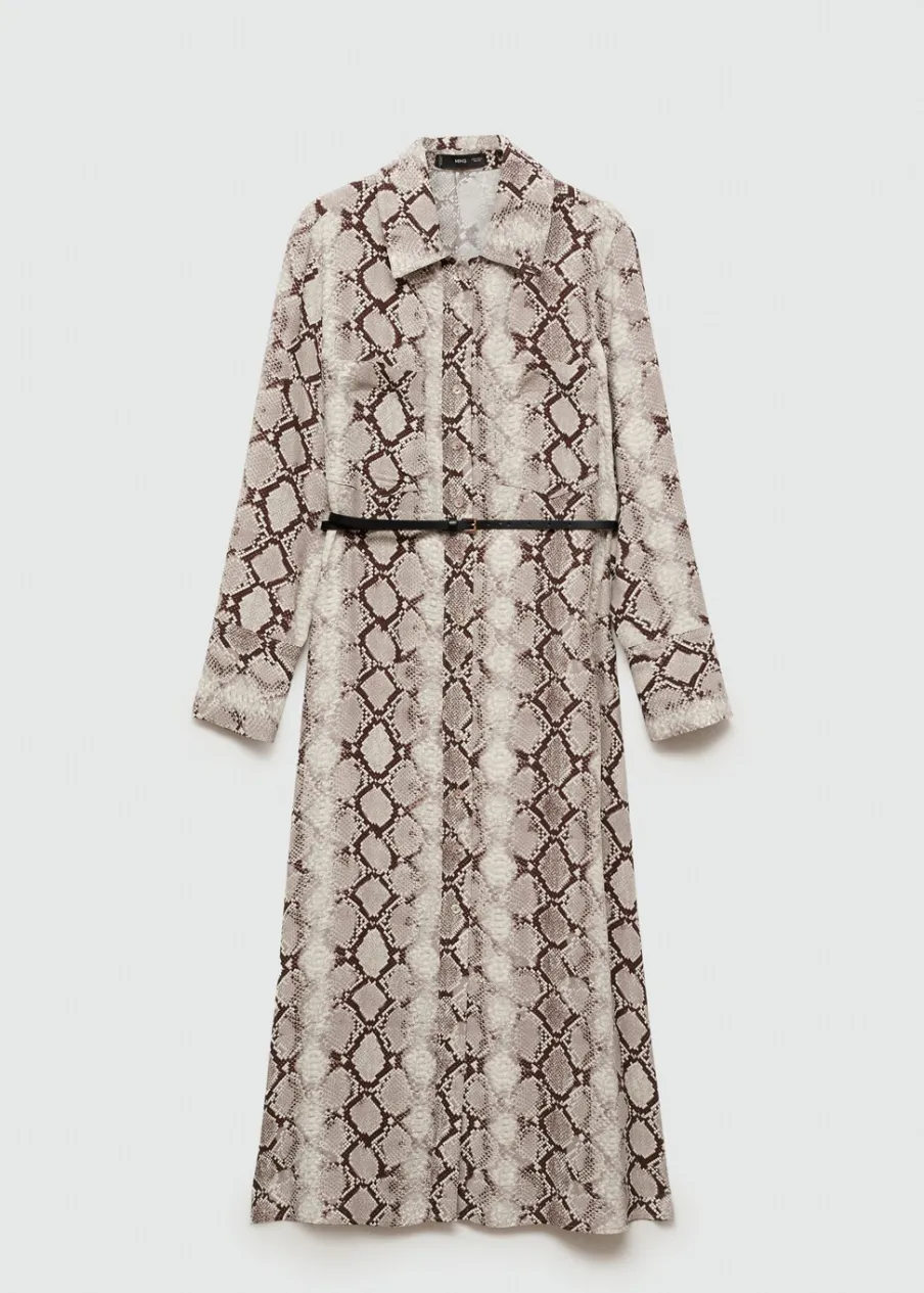 MANGO Sukienki I Kombinezony*Sukienka koszulowa ze wzorem wężowej skóry