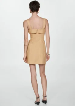 MANGO Sukienki I Kombinezony*Sukienka lniana na ramiączkach ze sprzączkami