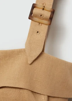 MANGO Sukienki I Kombinezony*Sukienka lniana na ramiączkach ze sprzączkami