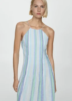 MANGO Sukienki I Kombinezony*Sukienka lniana w paski
