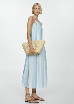 MANGO Sukienki I Kombinezony*Sukienka lniana w paski