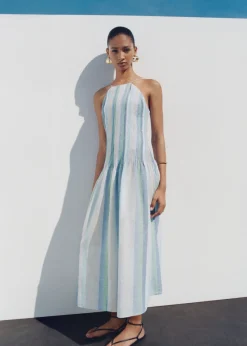 MANGO Sukienki I Kombinezony*Sukienka lniana w paski