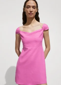 MANGO Sukienki I Kombinezony*Sukienka lniana z dekoltem w łódkę