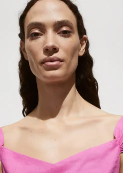 MANGO Sukienki I Kombinezony*Sukienka lniana z dekoltem w łódkę