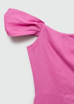 MANGO Sukienki I Kombinezony*Sukienka lniana z dekoltem w łódkę