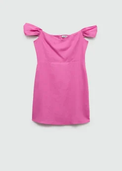 MANGO Sukienki I Kombinezony*Sukienka lniana z dekoltem w łódkę