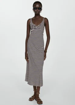 MANGO Sukienki I Kombinezony*Sukienka lniana z węzłem