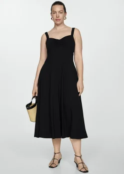 MANGO Sukienki I Kombinezony*Sukienka marszczona na ramiączkach