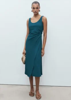 MANGO Sukienki I Kombinezony*Sukienka midi z marszczeniem