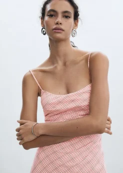 MANGO Sukienki I Kombinezony*Sukienka midi z nadrukiem w kratkę