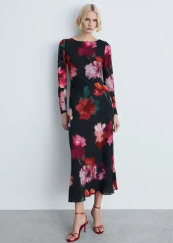 MANGO Sukienki I Kombinezony*Sukienka midi z nadrukiem w kwiaty