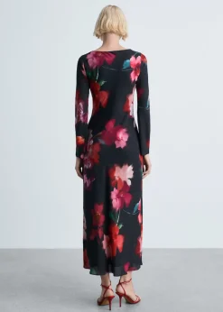 MANGO Sukienki I Kombinezony*Sukienka midi z nadrukiem w kwiaty