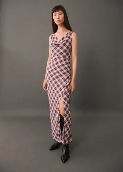 MANGO Sukienki I Kombinezony*Sukienka midi z nadrukiem w kratkę