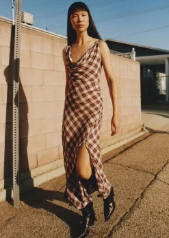 MANGO Sukienki I Kombinezony*Sukienka midi z nadrukiem w kratkę