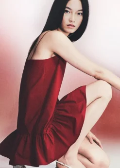 MANGO Sukienki I Kombinezony*Sukienka na cienkich ramiączkach z falbankami