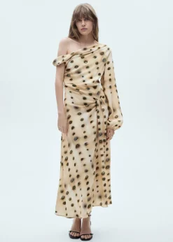 MANGO Sukienki I Kombinezony*Sukienka na jedno ramię w grochy