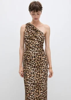 MANGO Sukienki I Kombinezony*Sukienka na jedno ramię ze zwierzęcym wzorem