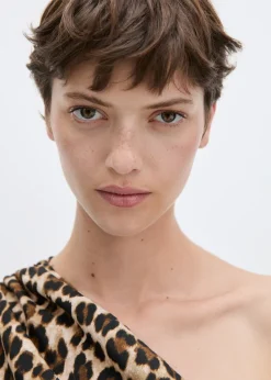 MANGO Sukienki I Kombinezony*Sukienka na jedno ramię ze zwierzęcym wzorem