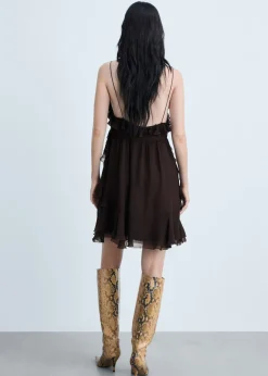 MANGO Sukienki I Kombinezony*Sukienka na ramiączkach z szyfonu z falbankami