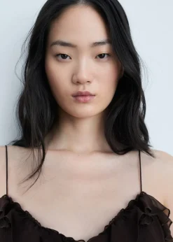 MANGO Sukienki I Kombinezony*Sukienka na ramiączkach z szyfonu z falbankami