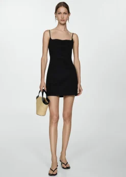 MANGO Sukienki I Kombinezony*Sukienka na ramiączkach z koronką