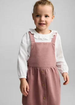Dzieci MANGO Sukienki I Kombinezony*Sukienka na szelkach na guziki z mikrosztruksu
