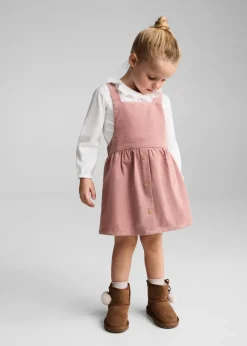 Dzieci MANGO Sukienki I Kombinezony*Sukienka na szelkach na guziki z mikrosztruksu