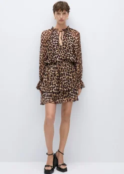 MANGO Sukienki I Kombinezony*Sukienka o rozszerzanym kroju w lamparcie cętki