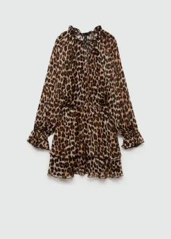 MANGO Sukienki I Kombinezony*Sukienka o rozszerzanym kroju w lamparcie cętki