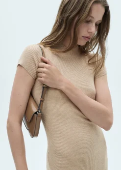 MANGO Sukienki I Kombinezony*Sukienka prążkowana z półgolfem