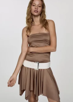 MANGO Sukienki I Kombinezony*Sukienka satynowa z marszczeniem