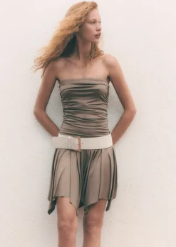 MANGO Sukienki I Kombinezony*Sukienka satynowa z marszczeniem