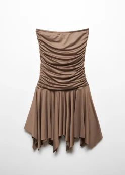 MANGO Sukienki I Kombinezony*Sukienka satynowa z marszczeniem