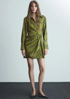 MANGO Sukienki I Kombinezony*Sukienka satynowa ze wzorem