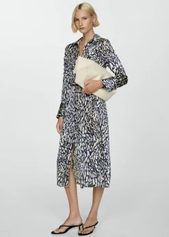 MANGO Sukienki I Kombinezony*Sukienka satynowa ze wzorem