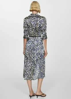 MANGO Sukienki I Kombinezony*Sukienka satynowa ze wzorem