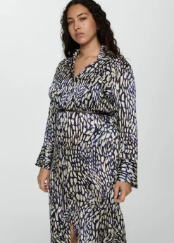 MANGO Sukienki I Kombinezony*Sukienka satynowa ze wzorem