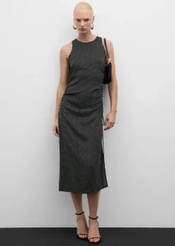 MANGO Sukienki I Kombinezony*Sukienka w groszki marszczona z boku