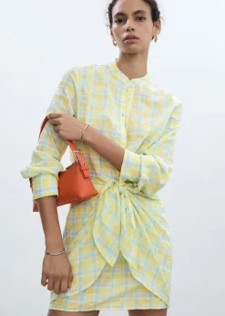 MANGO Sukienki I Kombinezony*Sukienka w kratę z wiązaniem