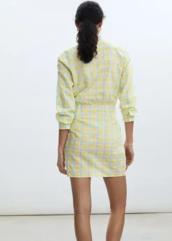 MANGO Sukienki I Kombinezony*Sukienka w kratę z wiązaniem