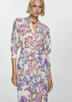 MANGO Sukienki I Kombinezony*Sukienka w kwiaty z kokardą